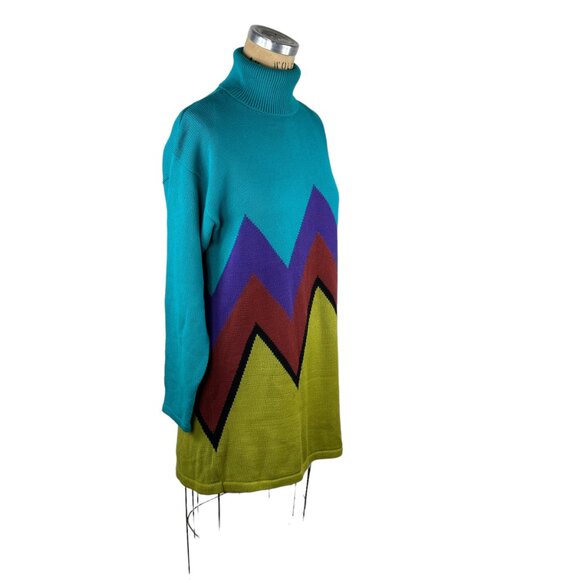 1980s turtleneck cotton sweater by Anne Klein Knitwear Size S/M/L - Picture 2 of 5